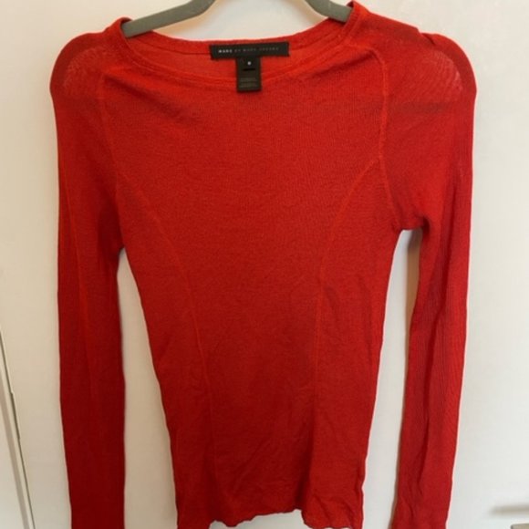Marc Jacobs Orange Mesh-Mix Long Sleeve Top - Picture 1 of 5